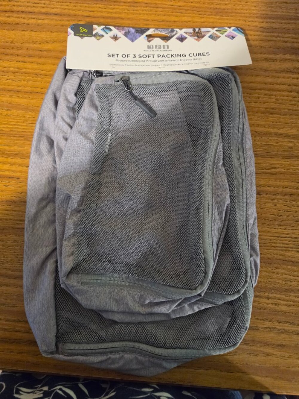 Travelon Set of 3 Soft Packing Cubes Gray Heather Luggage Organizers NWT